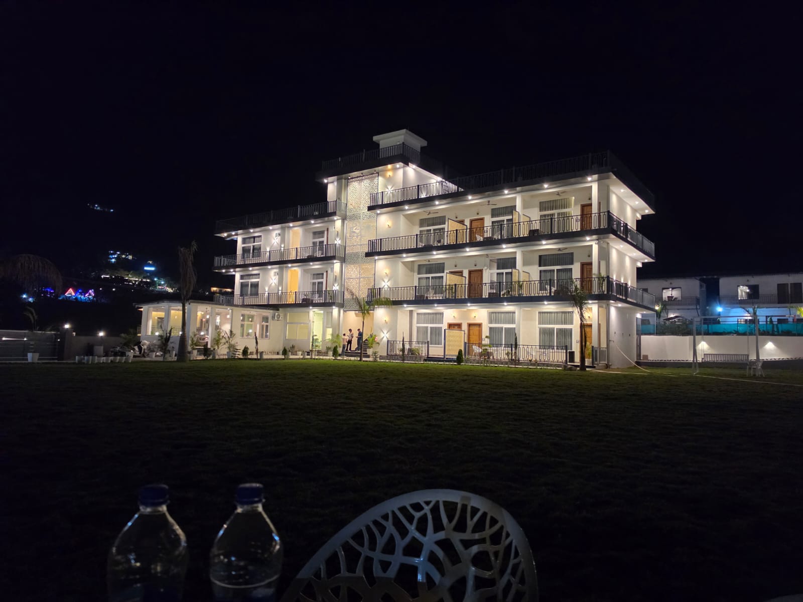 Lavanya Hills Resort exterior at night